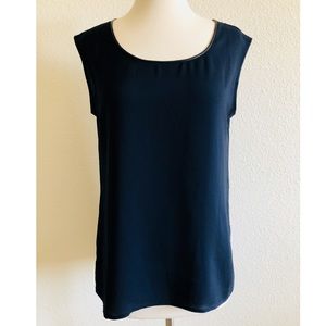 NWT Ann Taylor Shell Tank w/ Faux Leather Trim